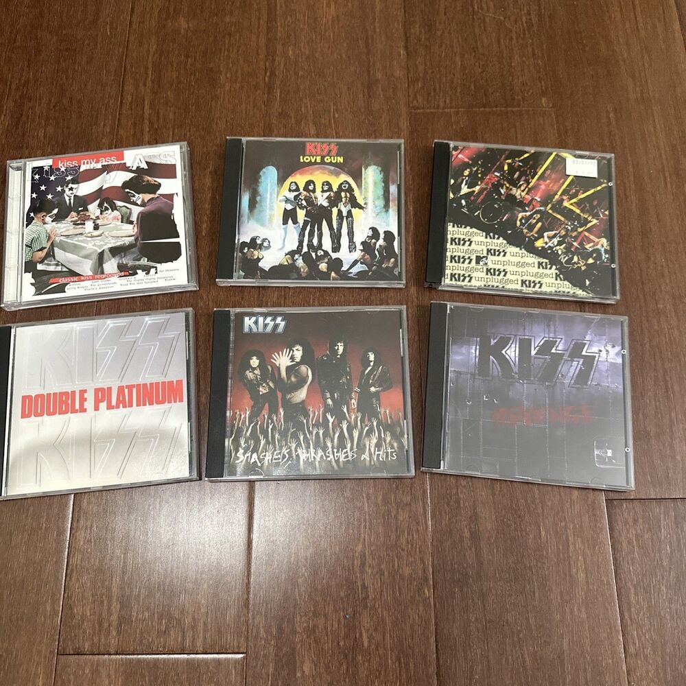 Kiss 6 CD Lot Double Platinum Revenge Love Gun Unplugged Kiss My Ass Smashes